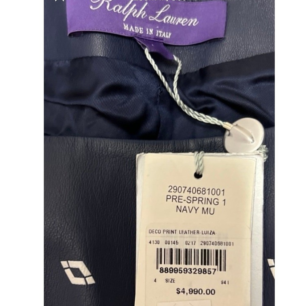 NWT $4,990 Ralph Lauren Purple Label Luiza Navy Leather Dress Size 4 - Picture 4 of 16